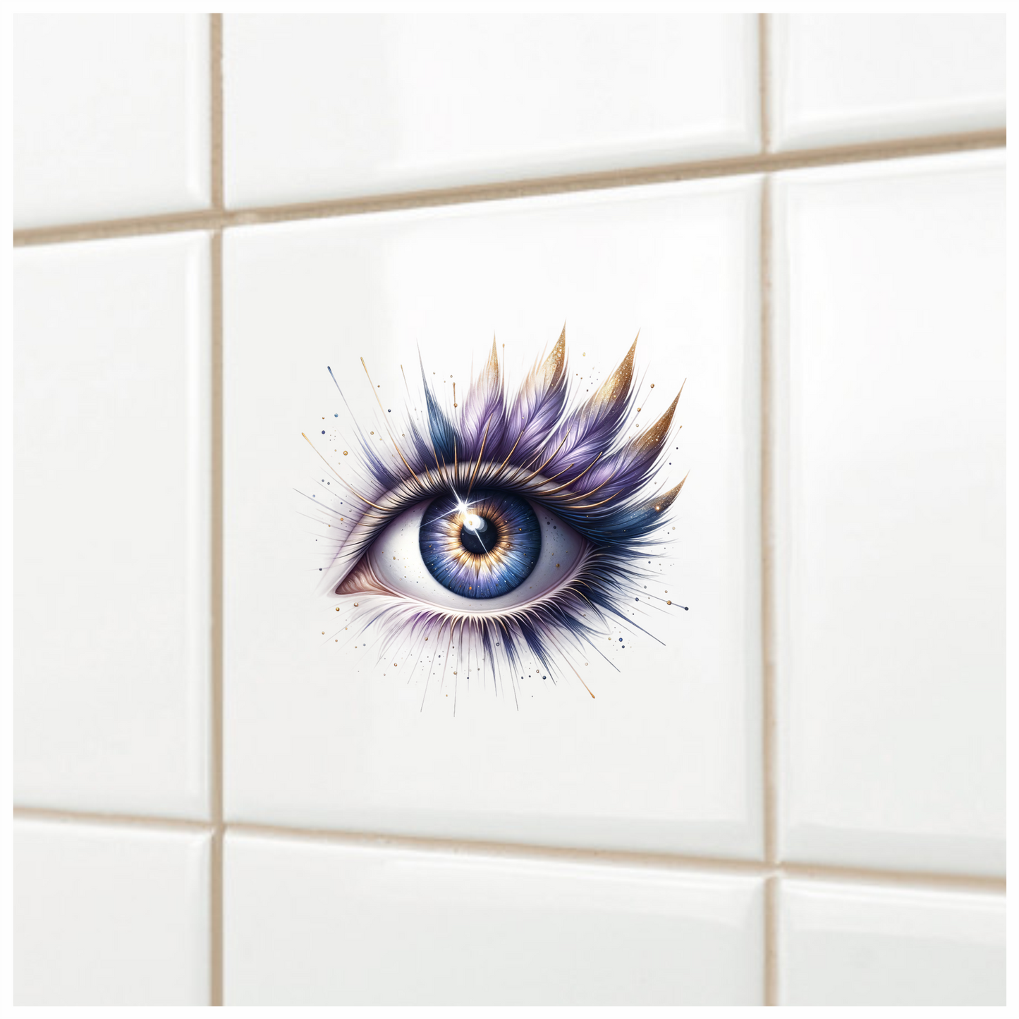 Blue Human Eye With Purple Feathers Vinyl Sticker Decal