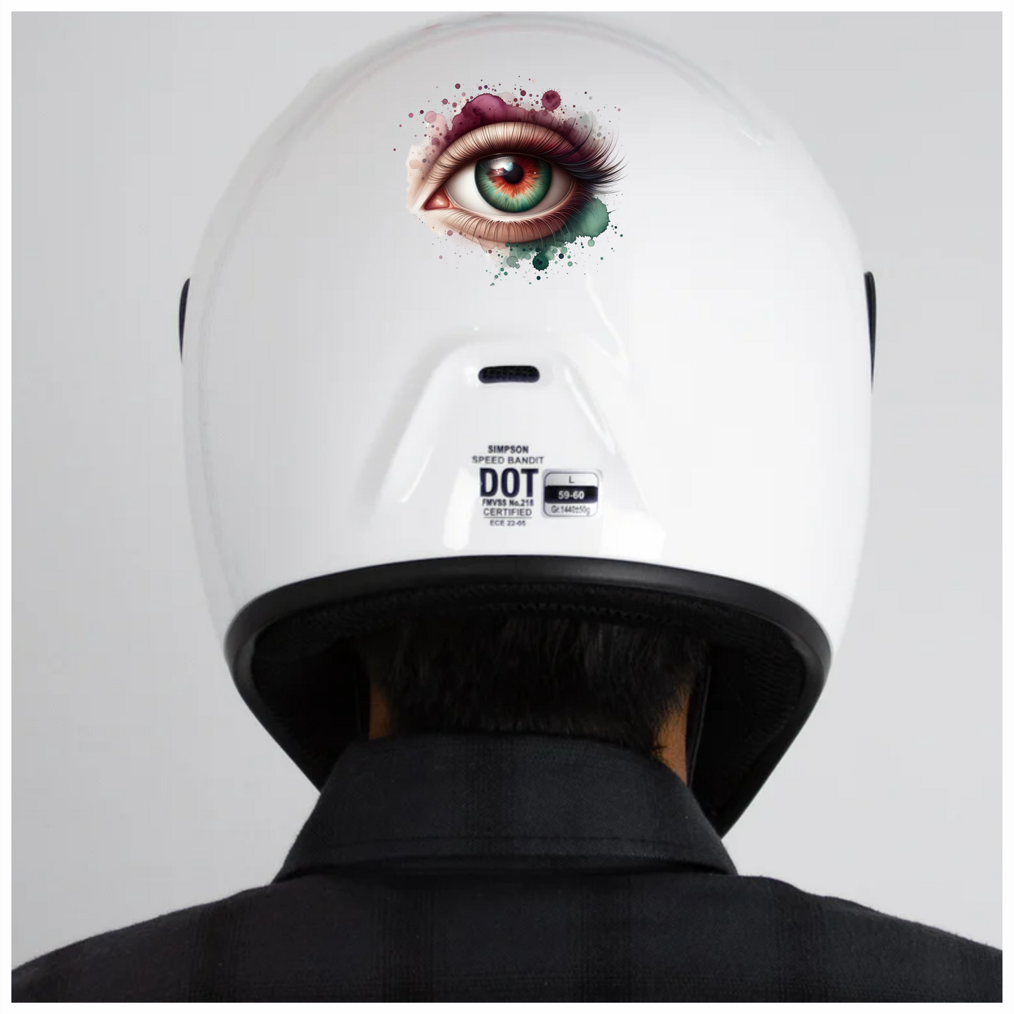 Green Human Eye With Red Accents Vinyl Sticker Decal