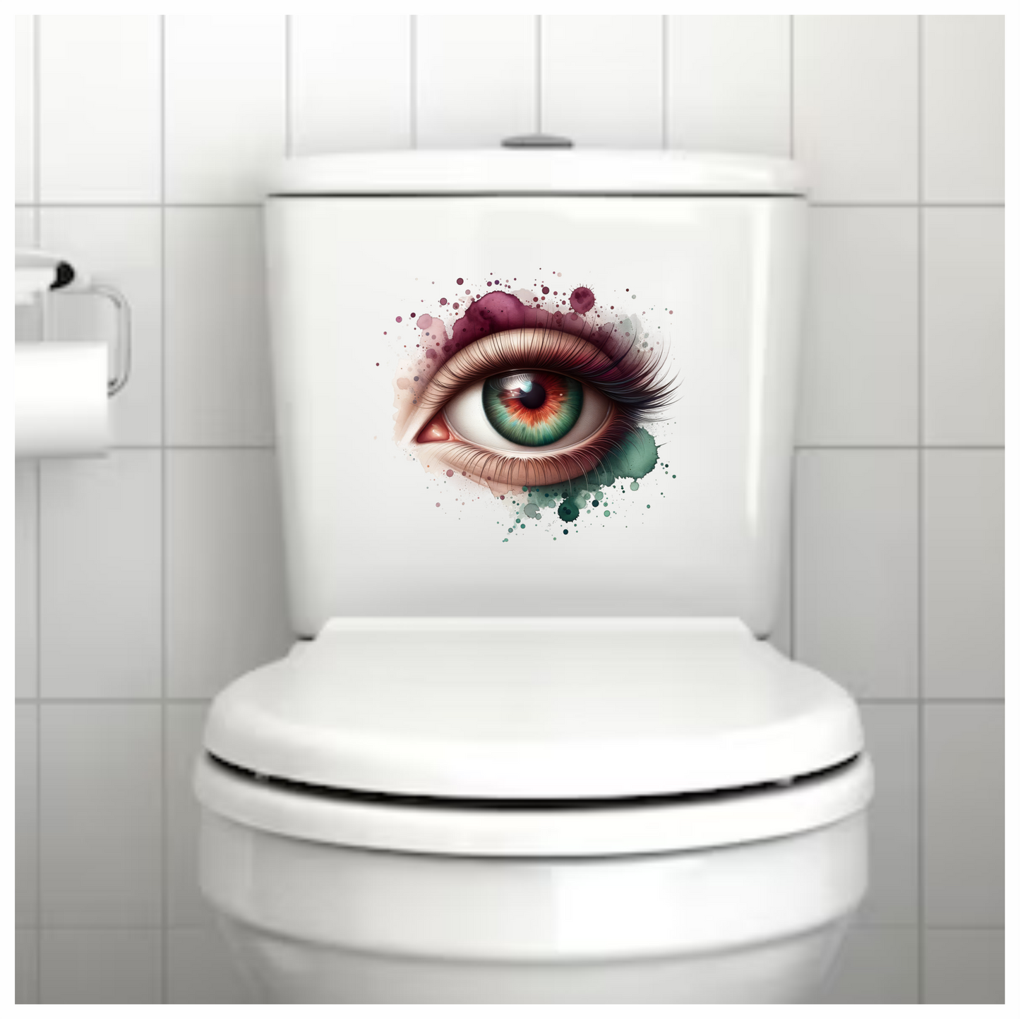 Green Human Eye With Red Accents Vinyl Sticker Decal