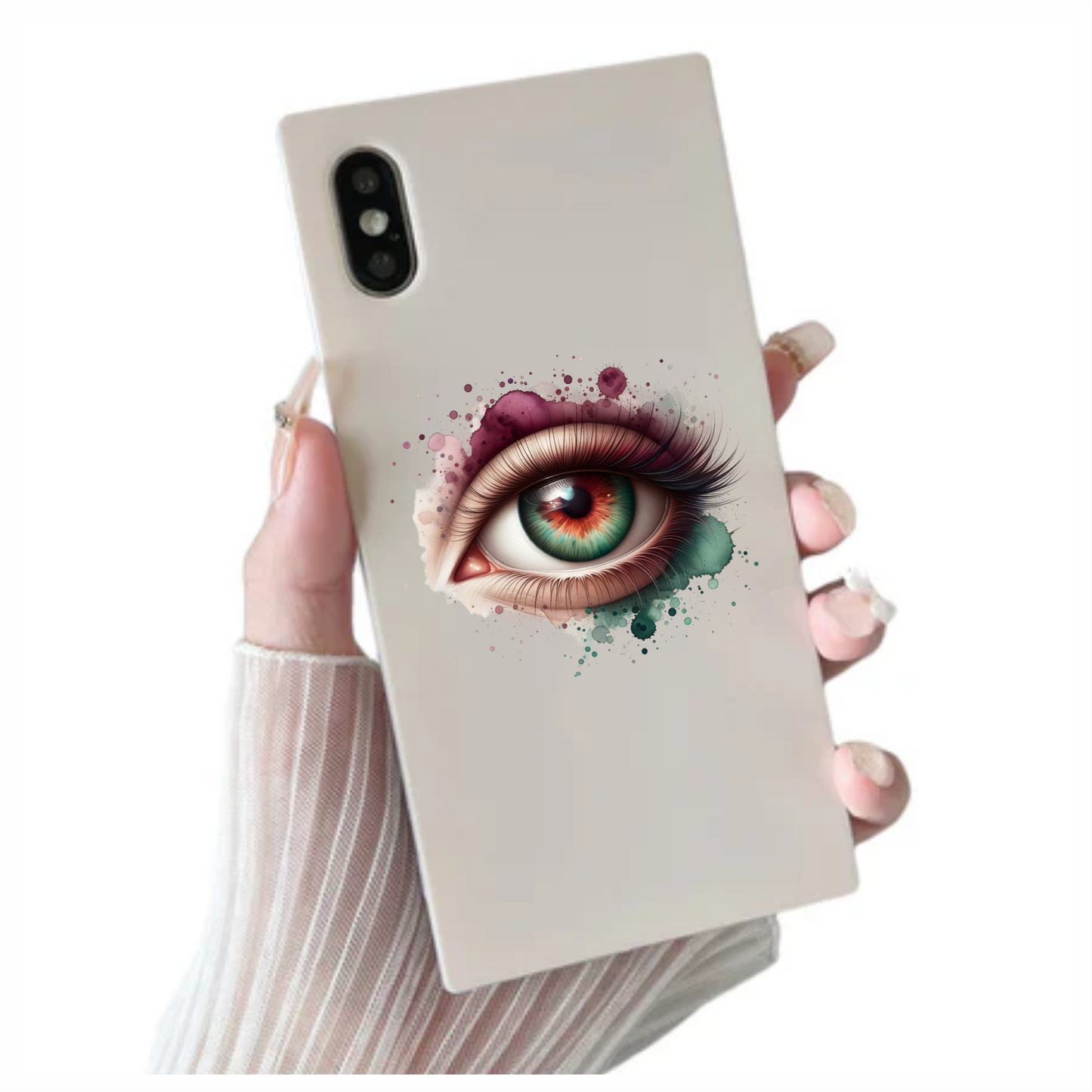 Green Human Eye With Red Accents Vinyl Sticker Decal