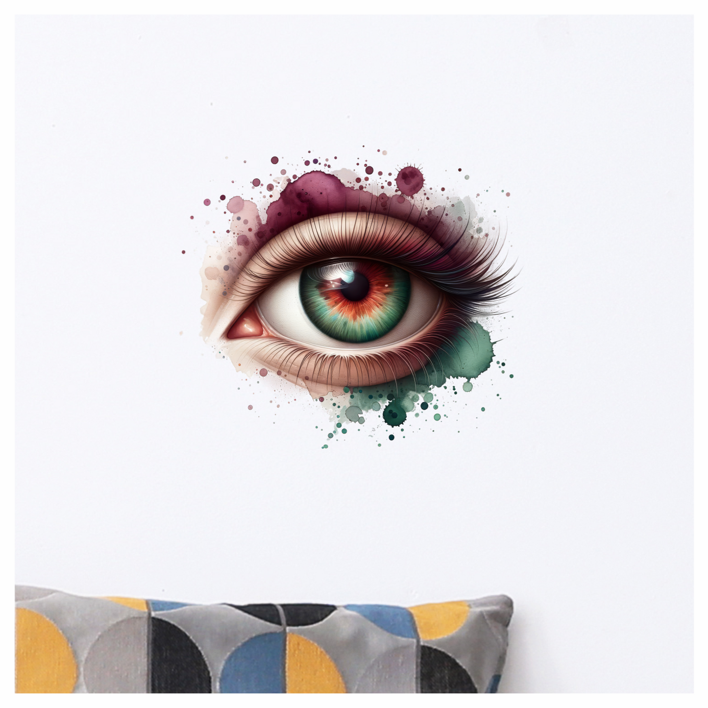 Green Human Eye With Red Accents Vinyl Sticker Decal