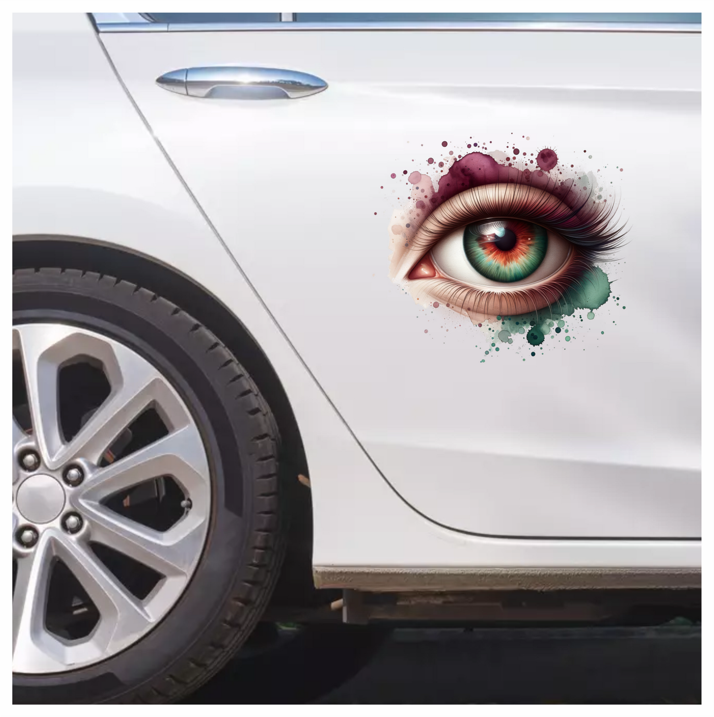 Green Human Eye With Red Accents Vinyl Sticker Decal