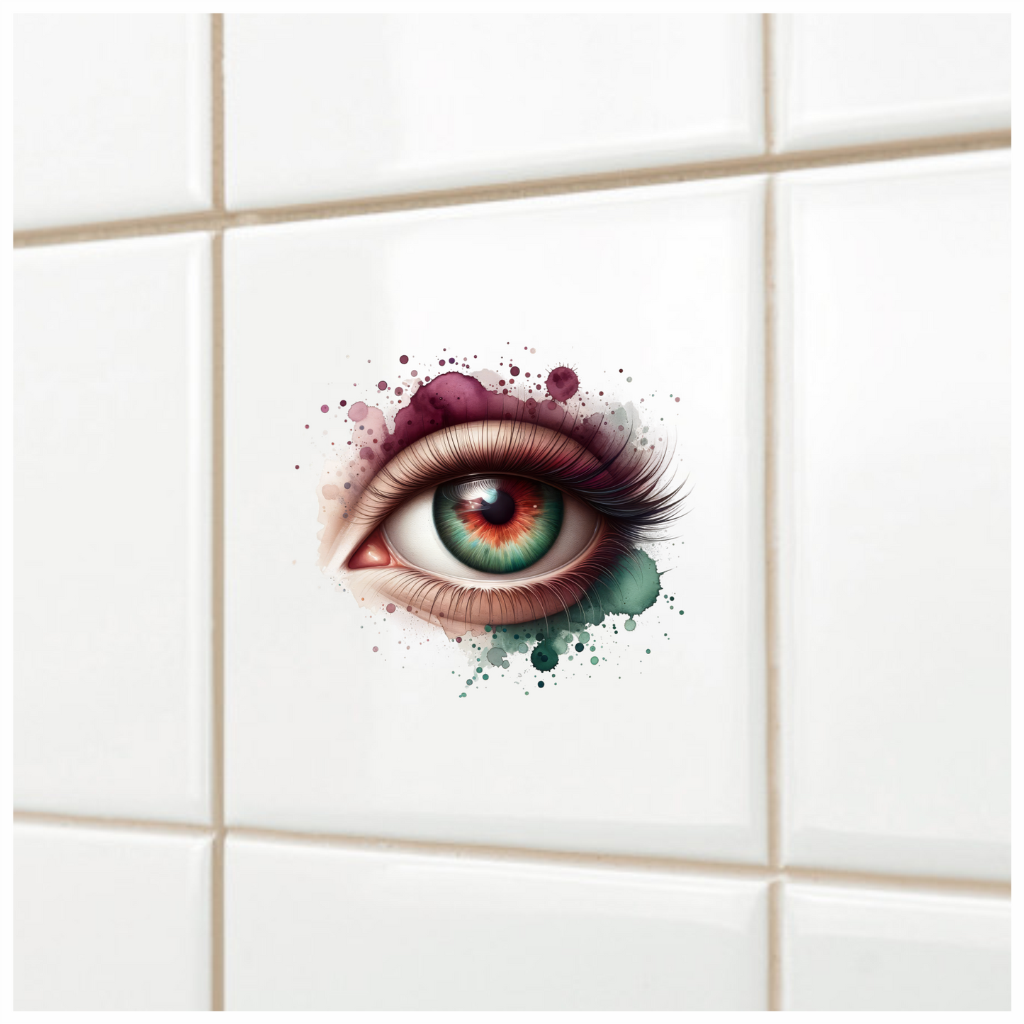 Green Human Eye With Red Accents Vinyl Sticker Decal