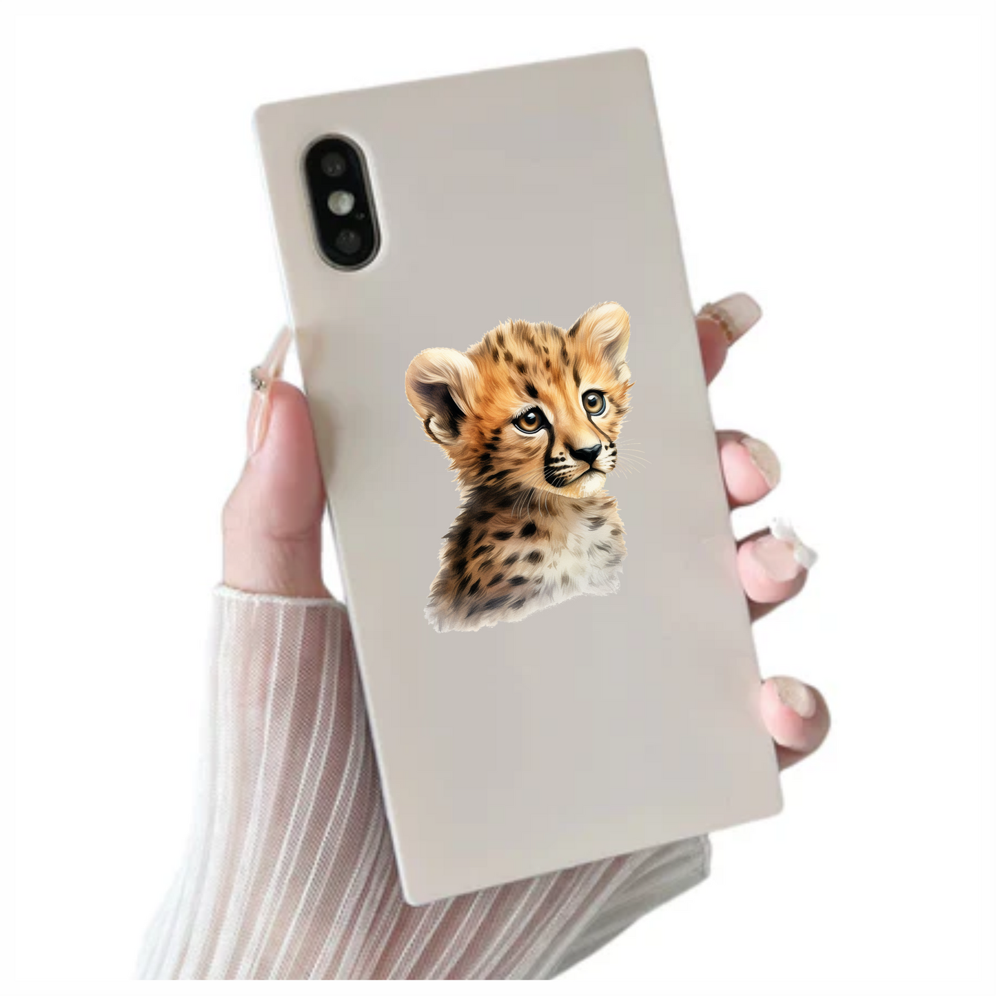 Brown Cheetah Cub With Black Spots Vinyl Sticker Decal