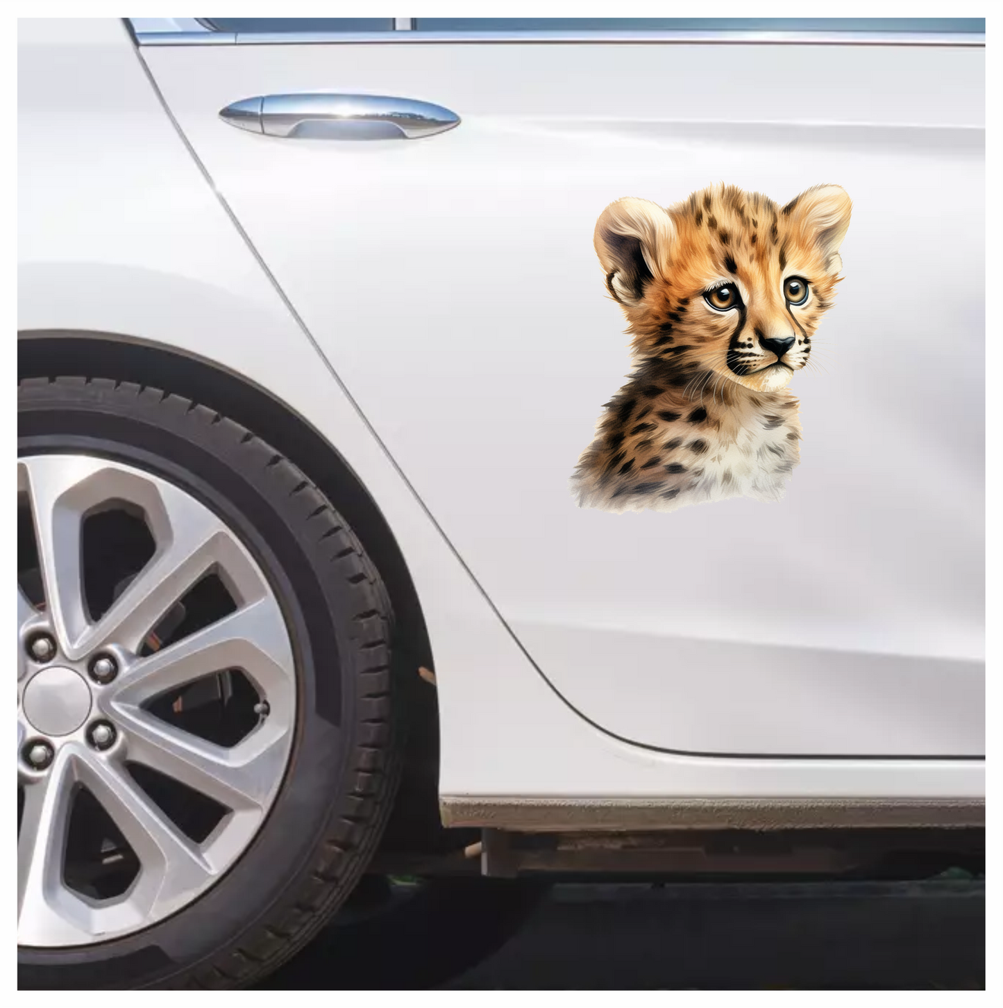 Brown Cheetah Cub With Black Spots Vinyl Sticker Decal