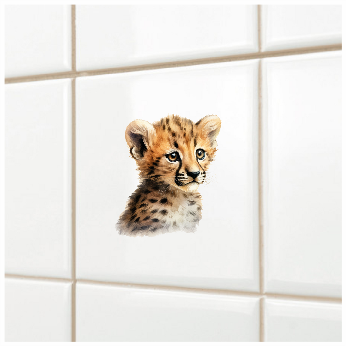 Brown Cheetah Cub With Black Spots Vinyl Sticker Decal