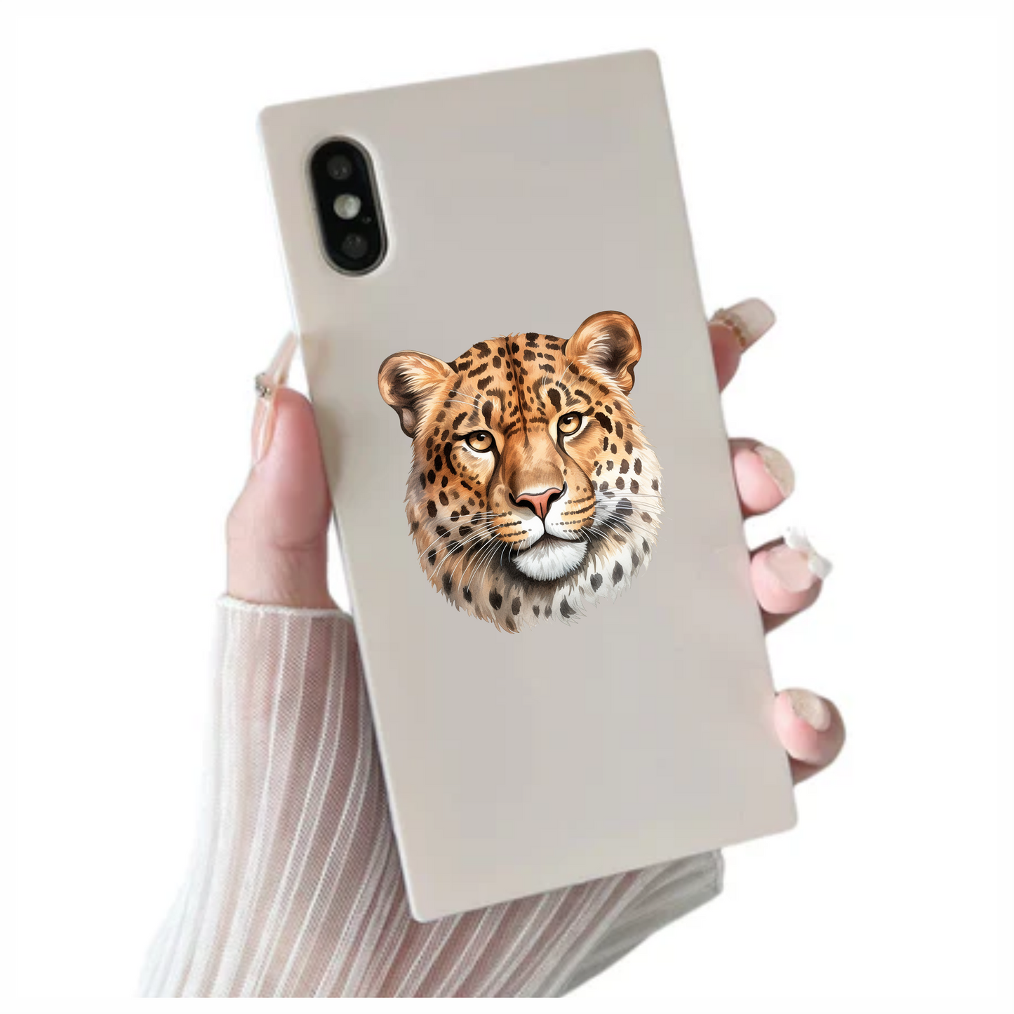 Brown Leopard Face With Black Spots Vinyl Sticker Decal