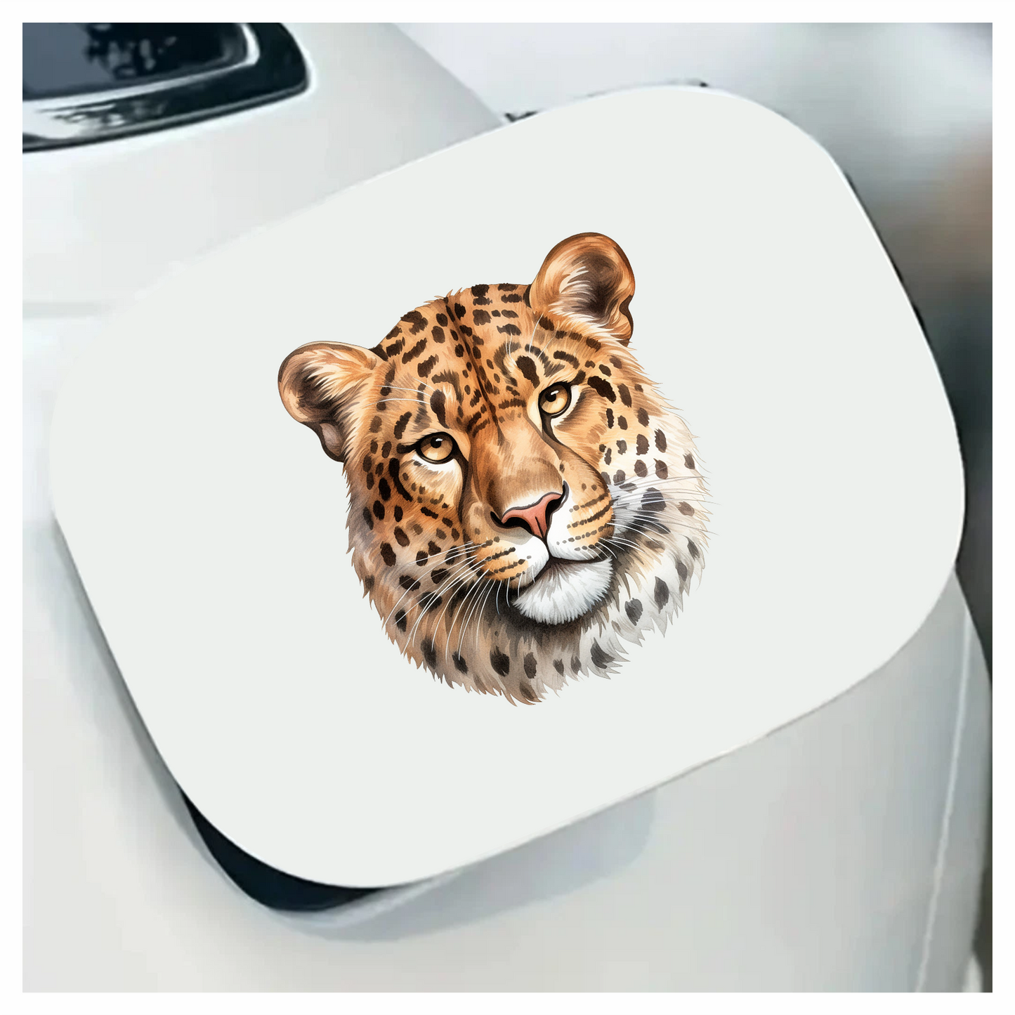 Brown Leopard Face With Black Spots Vinyl Sticker Decal