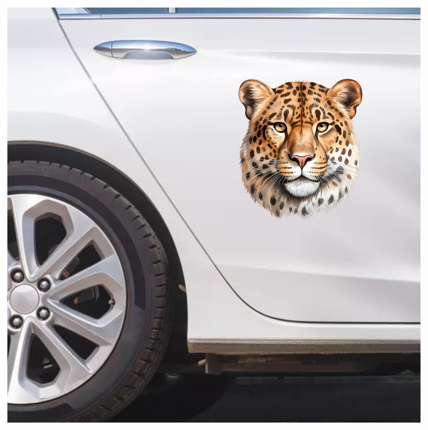 Brown Leopard Face With Black Spots Vinyl Sticker Decal