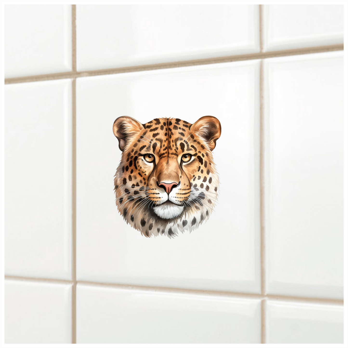 Brown Leopard Face With Black Spots Vinyl Sticker Decal