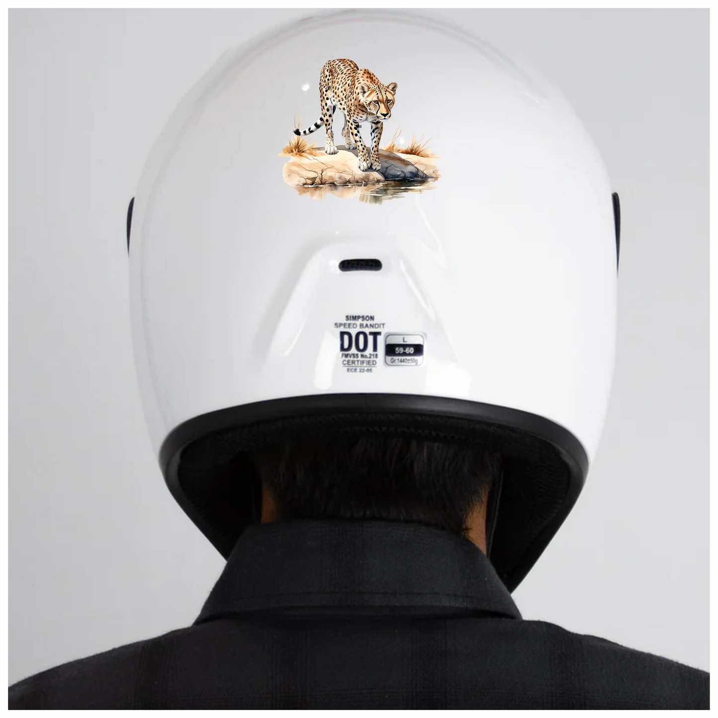Brown Cheetah Walking On Rock Reflection Vinyl Sticker Decal