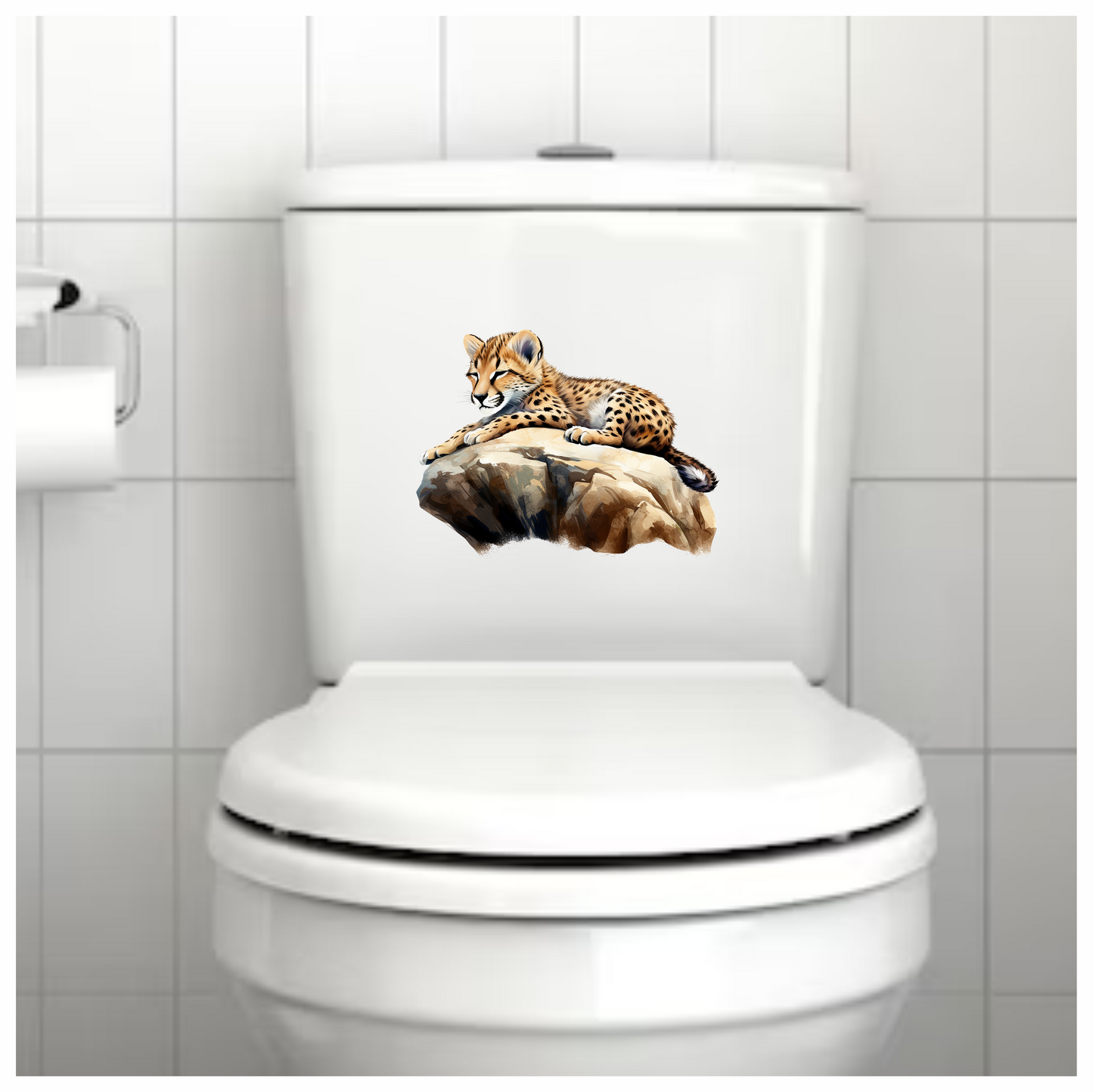 Brown Cheetah Cub Sleeping On Rock Vinyl Sticker Decal
