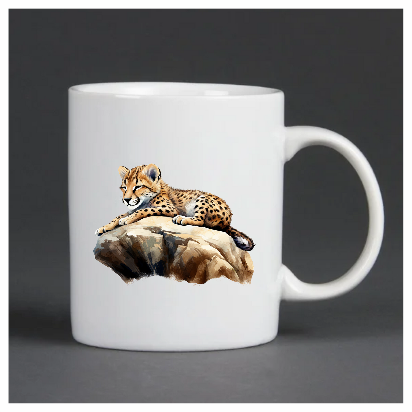 Brown Cheetah Cub Sleeping On Rock Vinyl Sticker Decal
