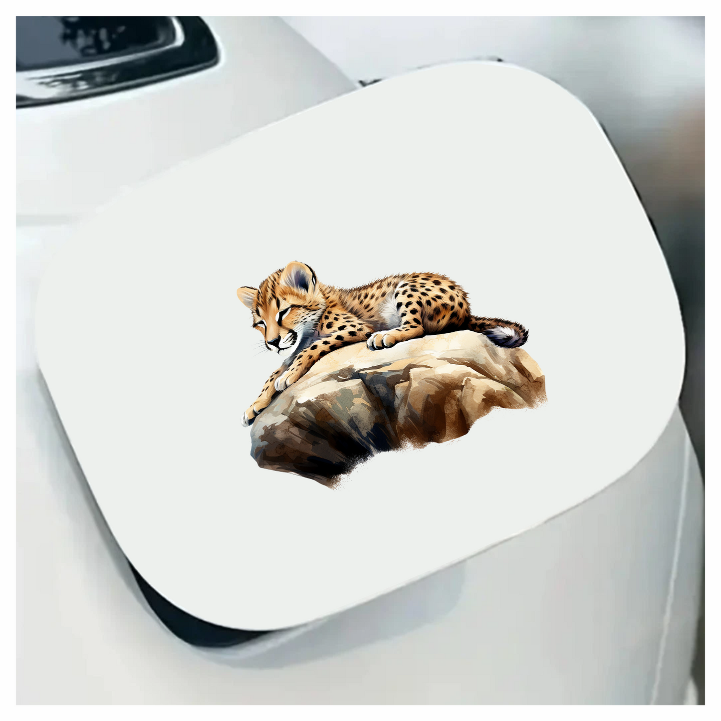 Brown Cheetah Cub Sleeping On Rock Vinyl Sticker Decal