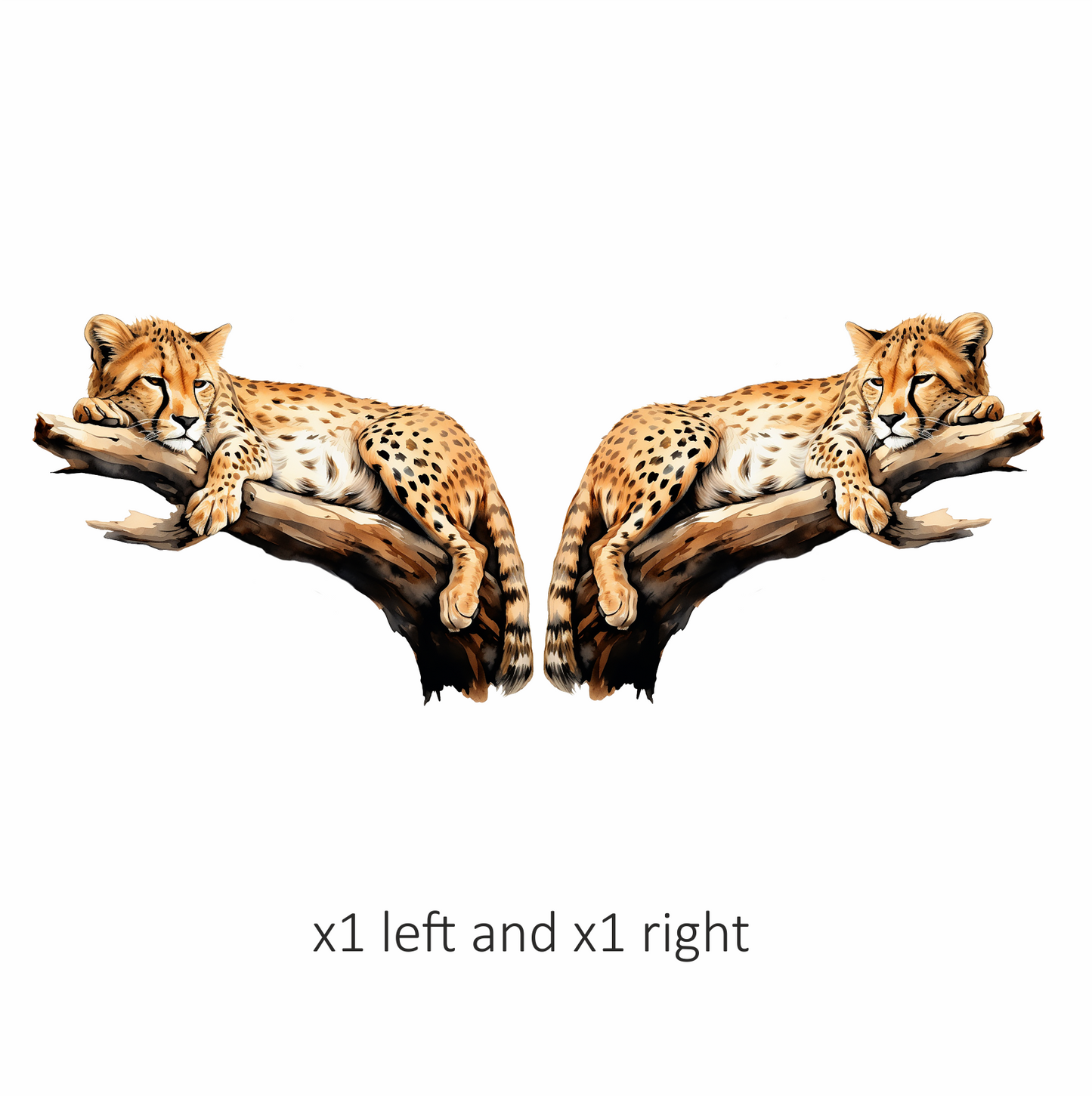 Brown Cheetah Resting On Tree Branch Vinyl Sticker Decal