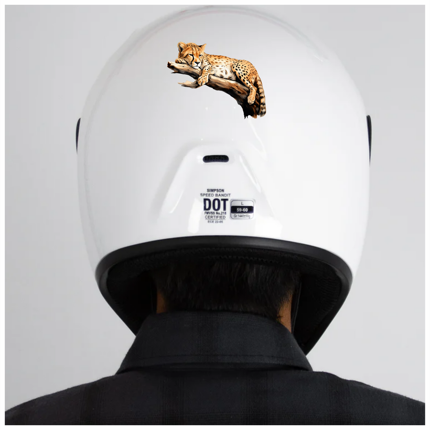 Brown Cheetah Resting On Tree Branch Vinyl Sticker Decal