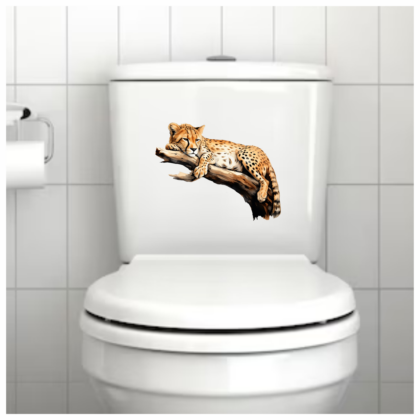 Brown Cheetah Resting On Tree Branch Vinyl Sticker Decal