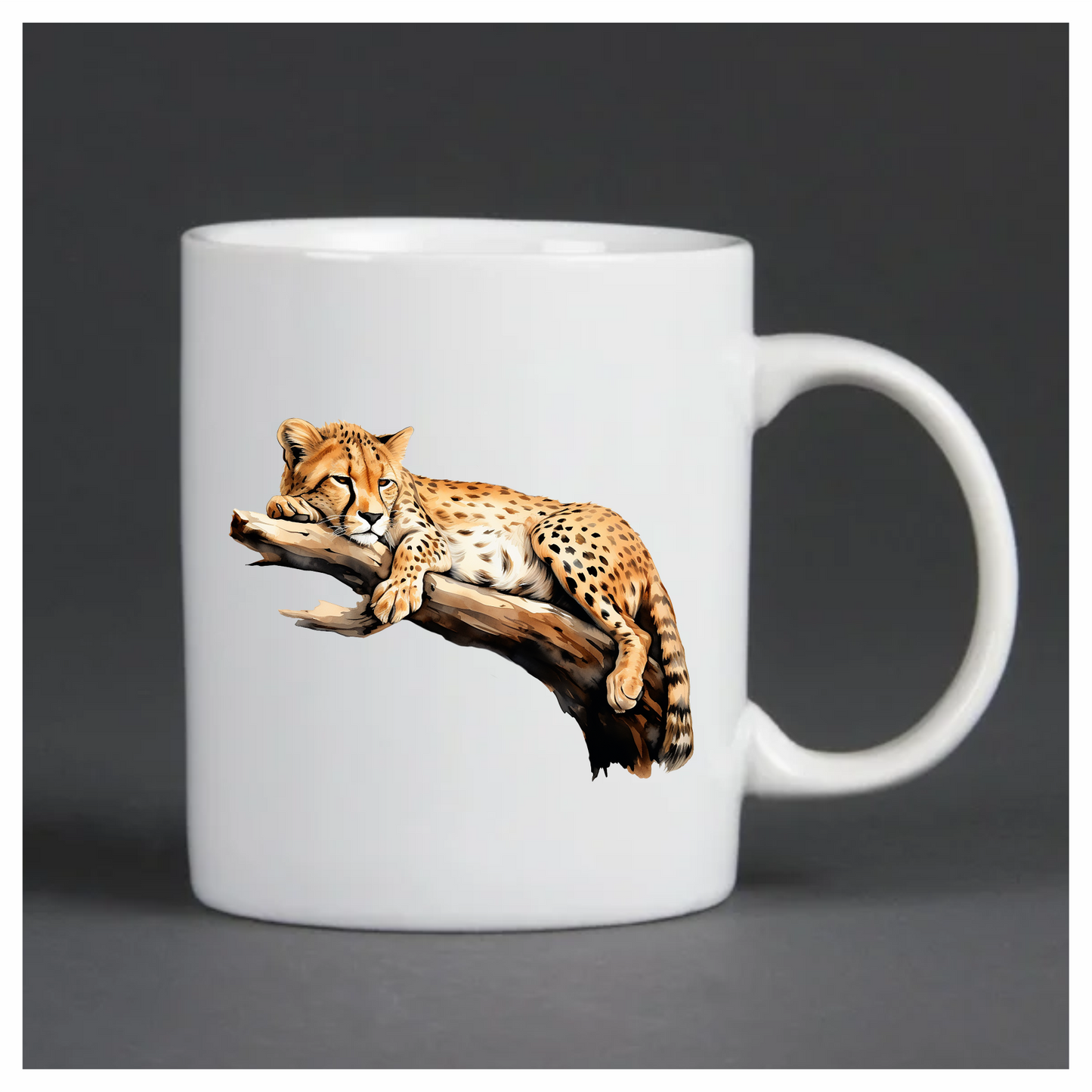 Brown Cheetah Resting On Tree Branch Vinyl Sticker Decal