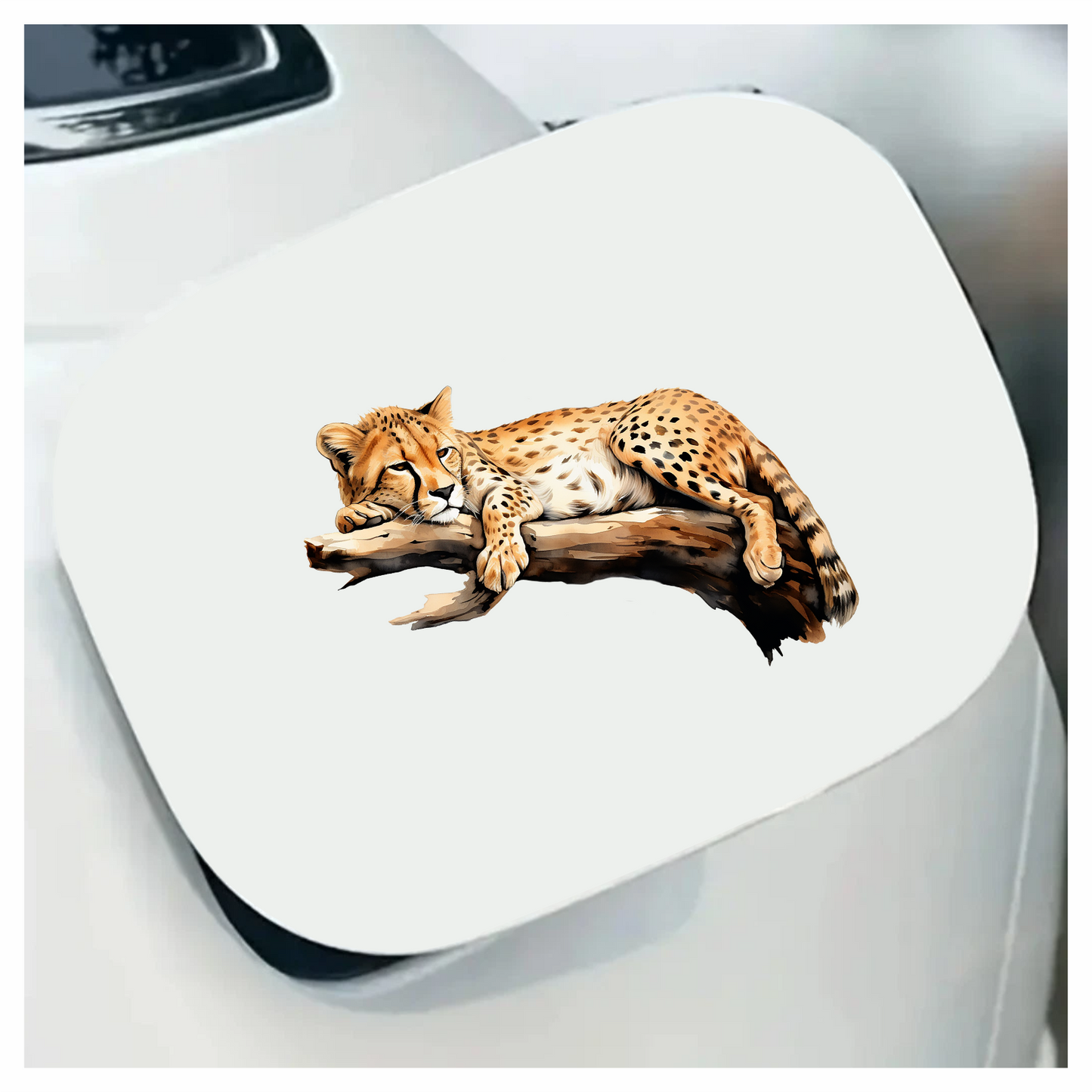 Brown Cheetah Resting On Tree Branch Vinyl Sticker Decal