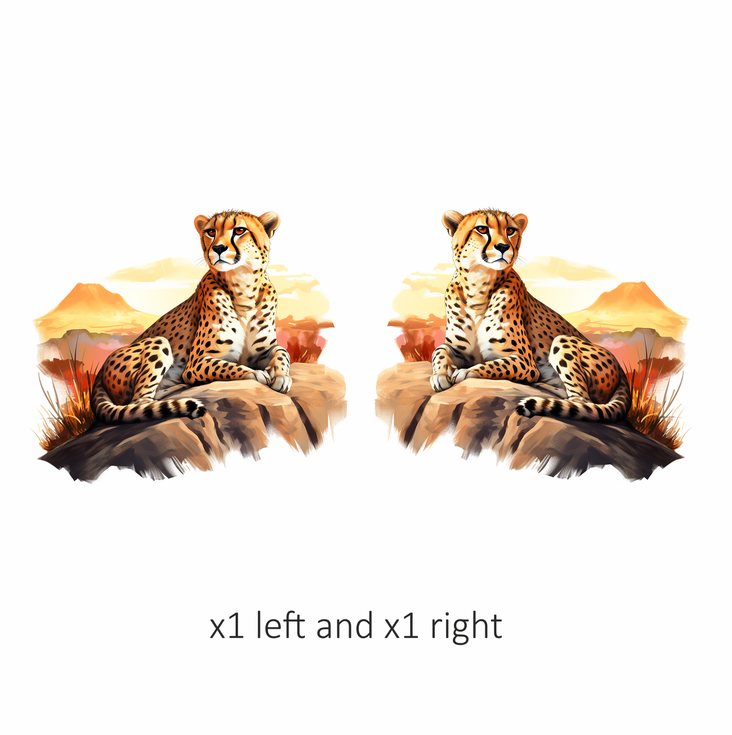 Brown Cheetah Sitting On Rock Sunset Vinyl Sticker Decal