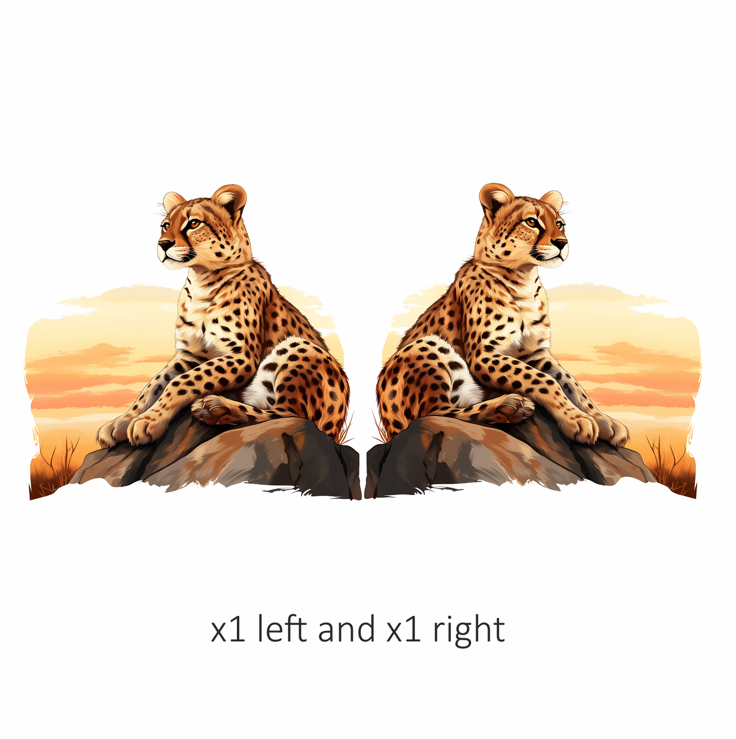Brown Cheetah Sitting On Rock Sunset Vinyl Sticker Decal