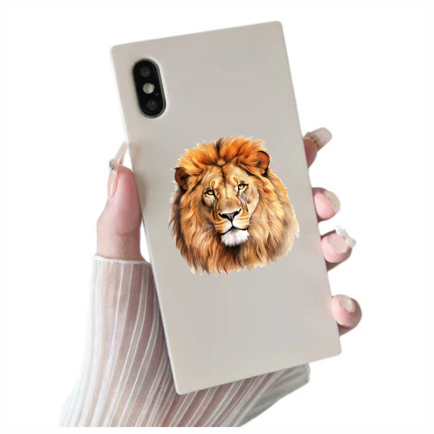 Brown Lion Face With Large Mane Vinyl Sticker Decal