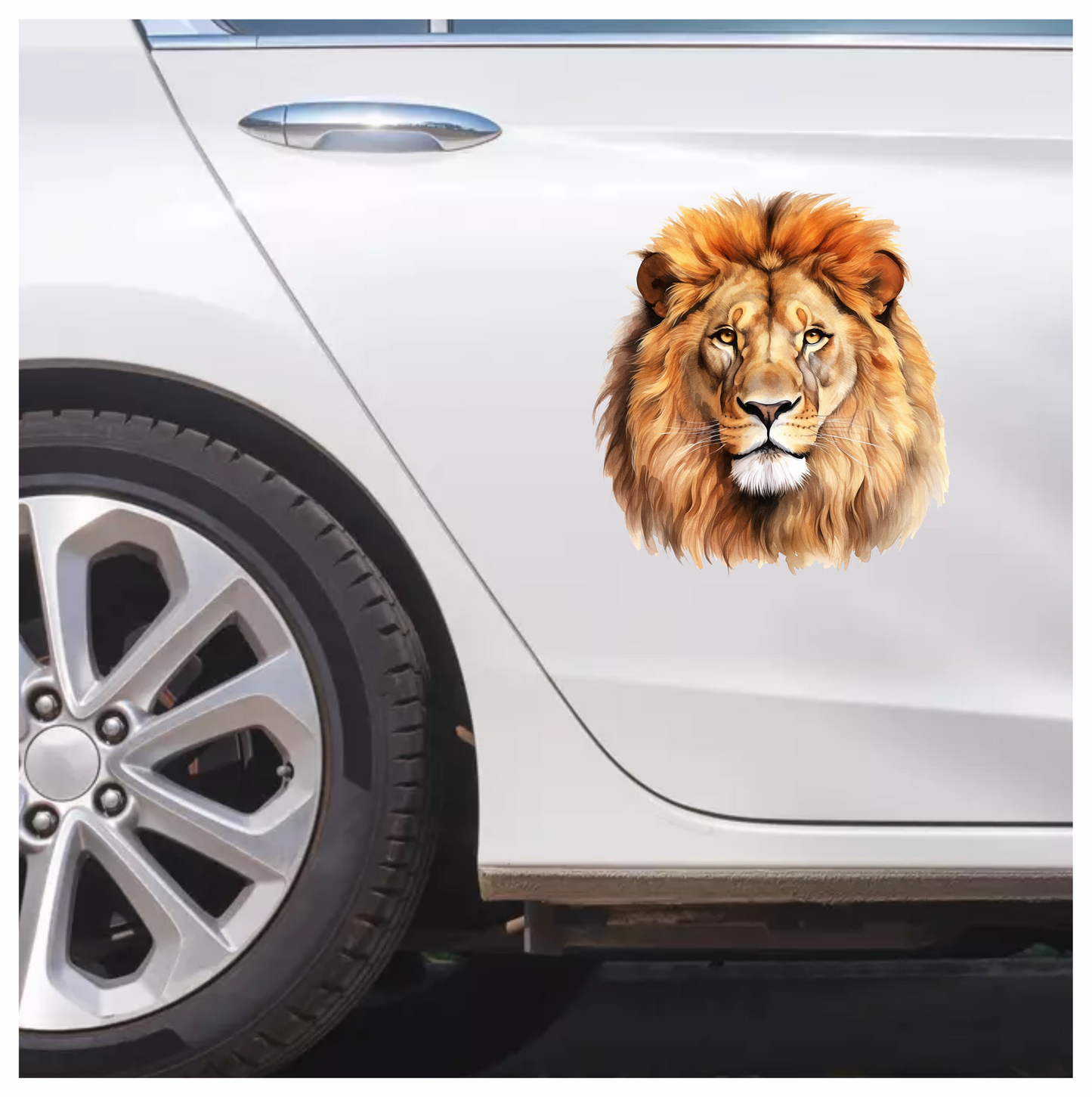 Brown Lion Face With Large Mane Vinyl Sticker Decal