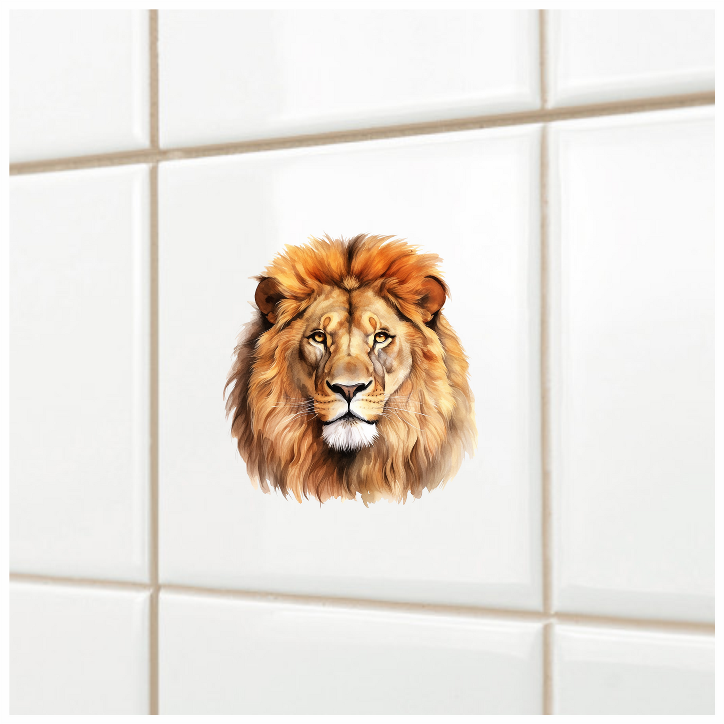 Brown Lion Face With Large Mane Vinyl Sticker Decal