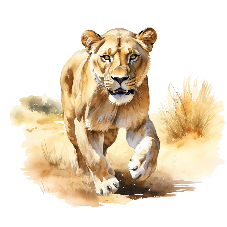 Brown Lioness Running On Dry Grass Vinyl Sticker Decal