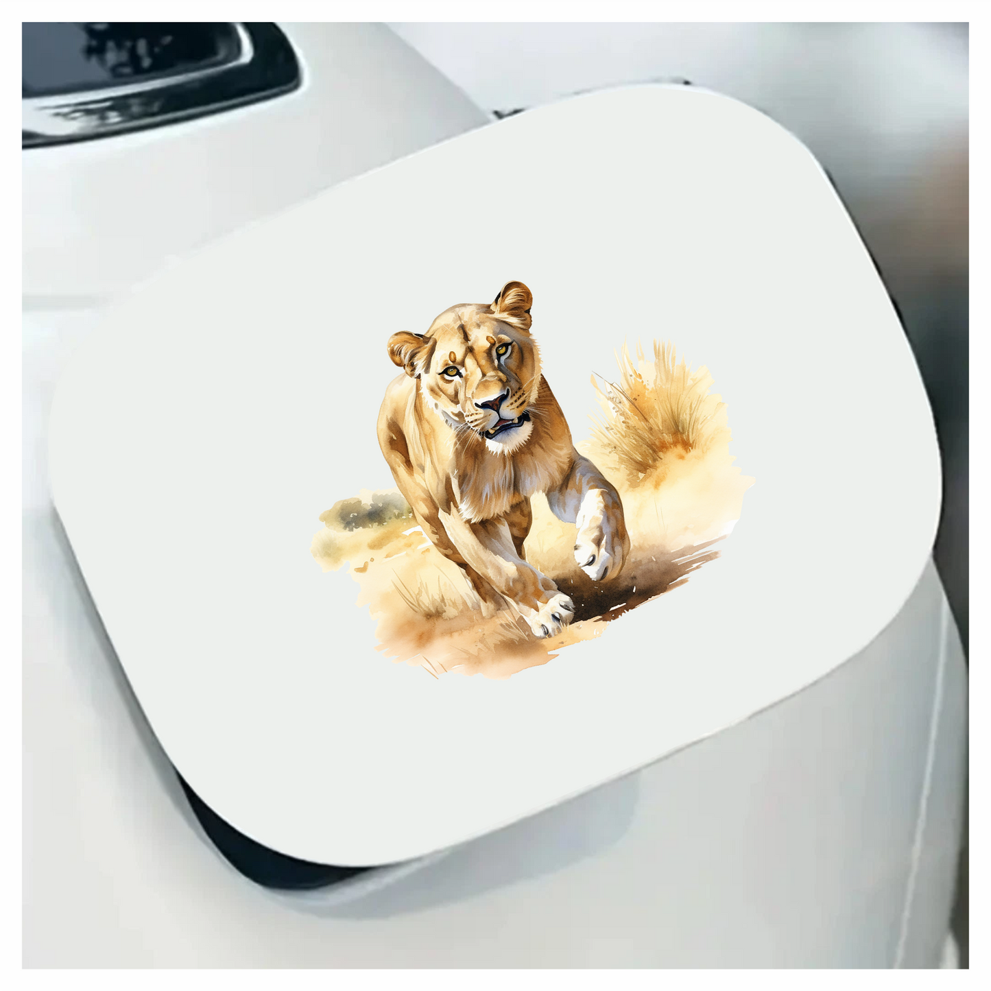 Brown Lioness Running On Dry Grass Vinyl Sticker Decal