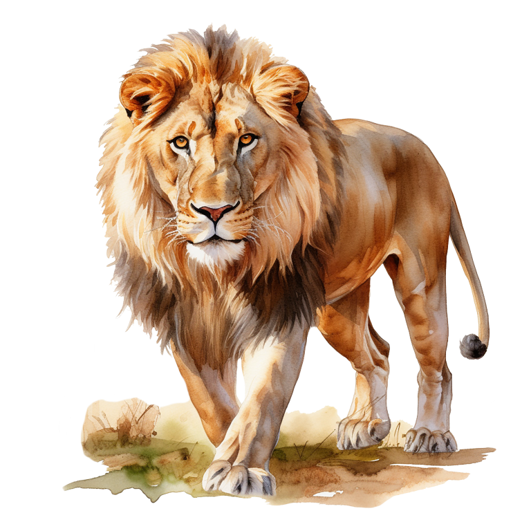 Golden Lion Walking On Green Grass Vinyl Sticker Decal