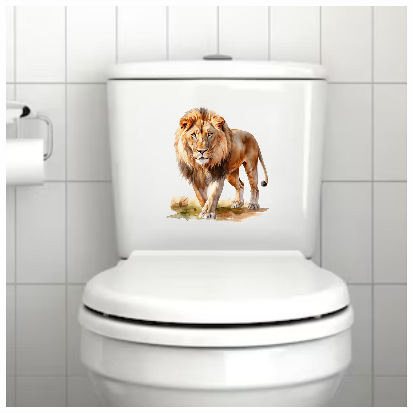 Golden Lion Walking On Green Grass Vinyl Sticker Decal