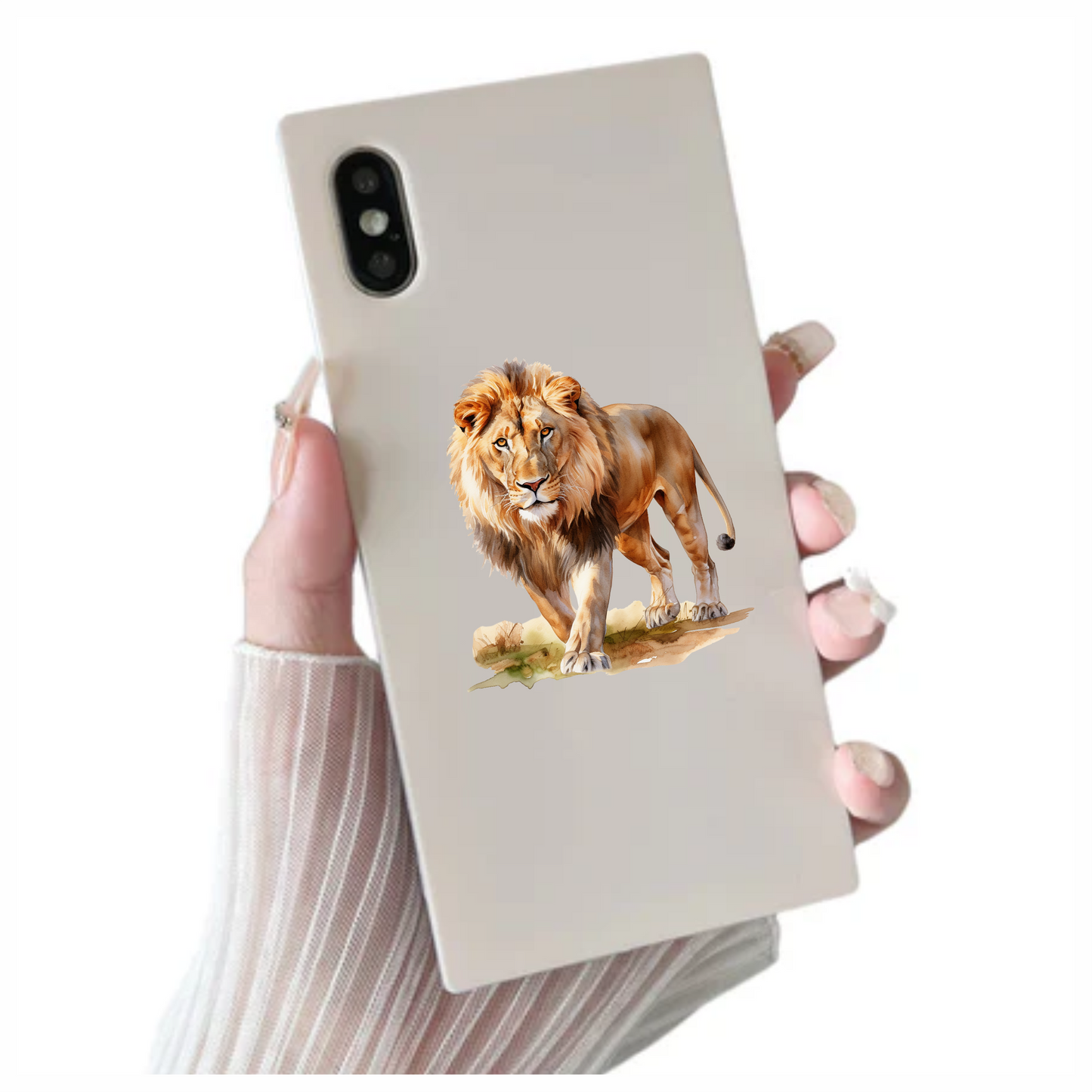 Golden Lion Walking On Green Grass Vinyl Sticker Decal