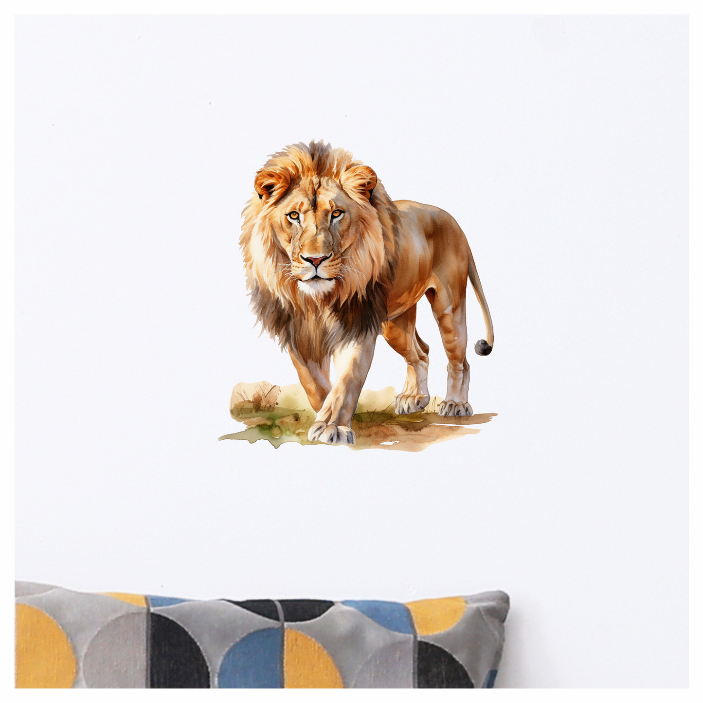 Golden Lion Walking On Green Grass Vinyl Sticker Decal