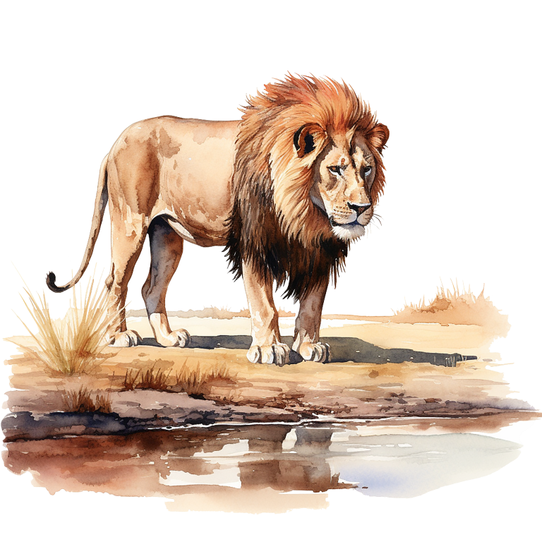 Brown Lion Standing Near Water Edge Vinyl Sticker Decal