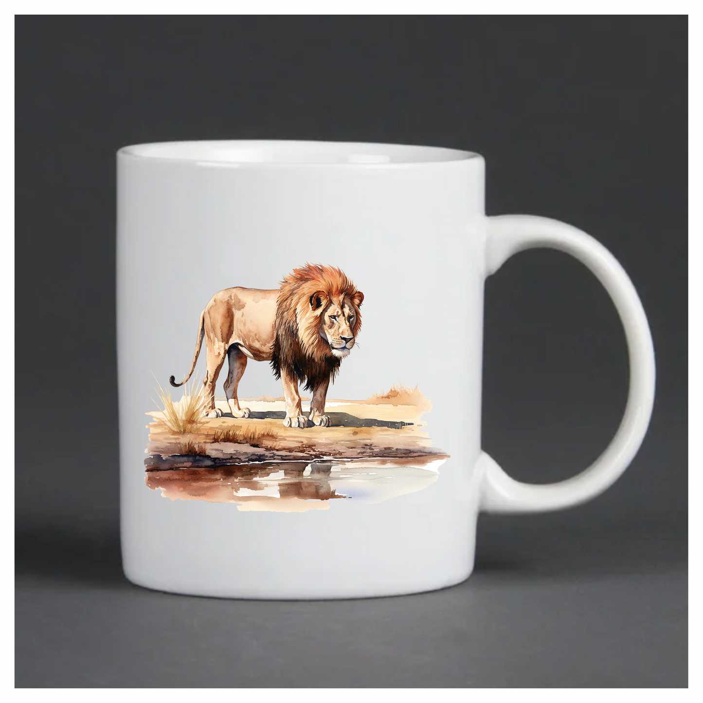 Brown Lion Standing Near Water Edge Vinyl Sticker Decal