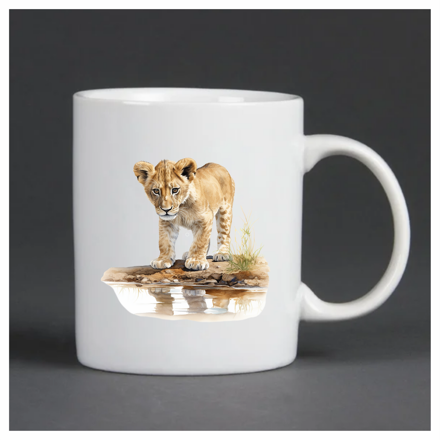 Brown Lion Cub Standing Near Water Vinyl Sticker Decal
