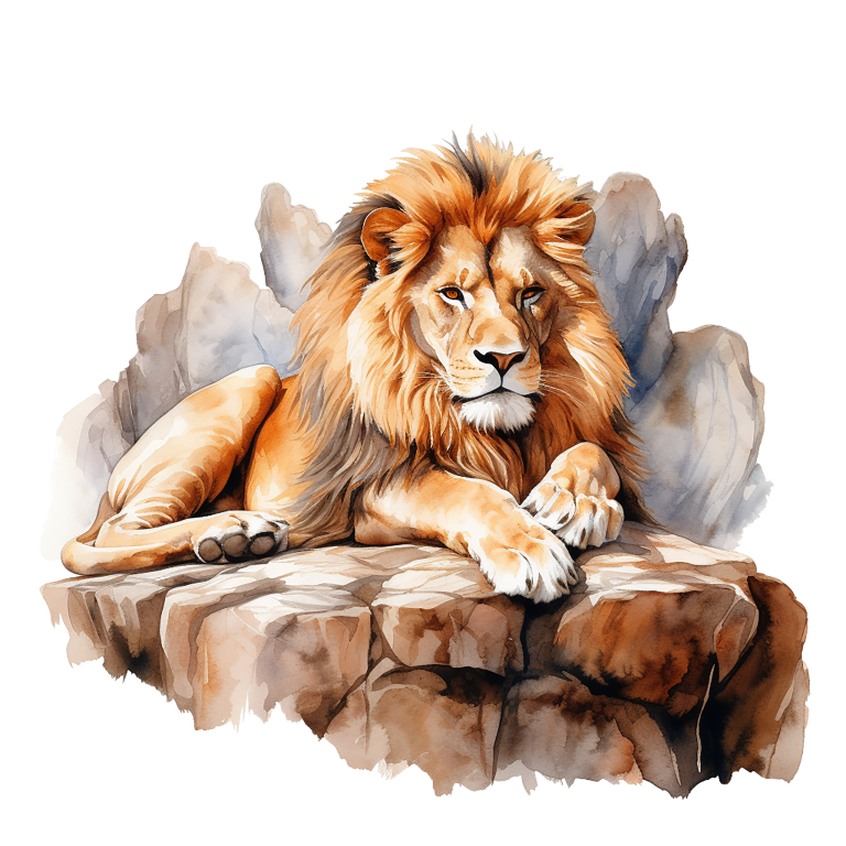 Golden Lion Resting On Rocky Ledge Vinyl Sticker Decal