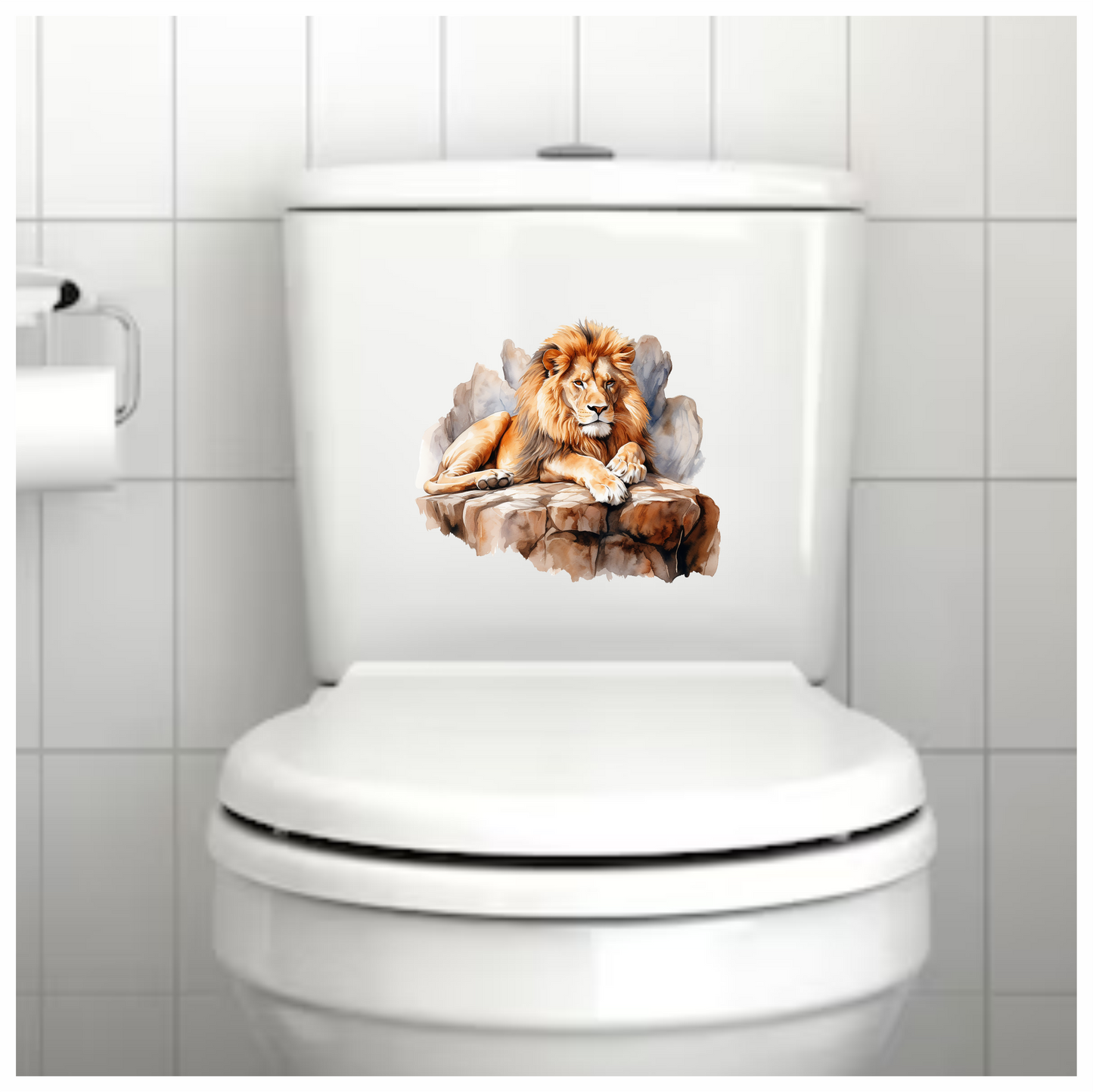 Golden Lion Resting On Rocky Ledge Vinyl Sticker Decal
