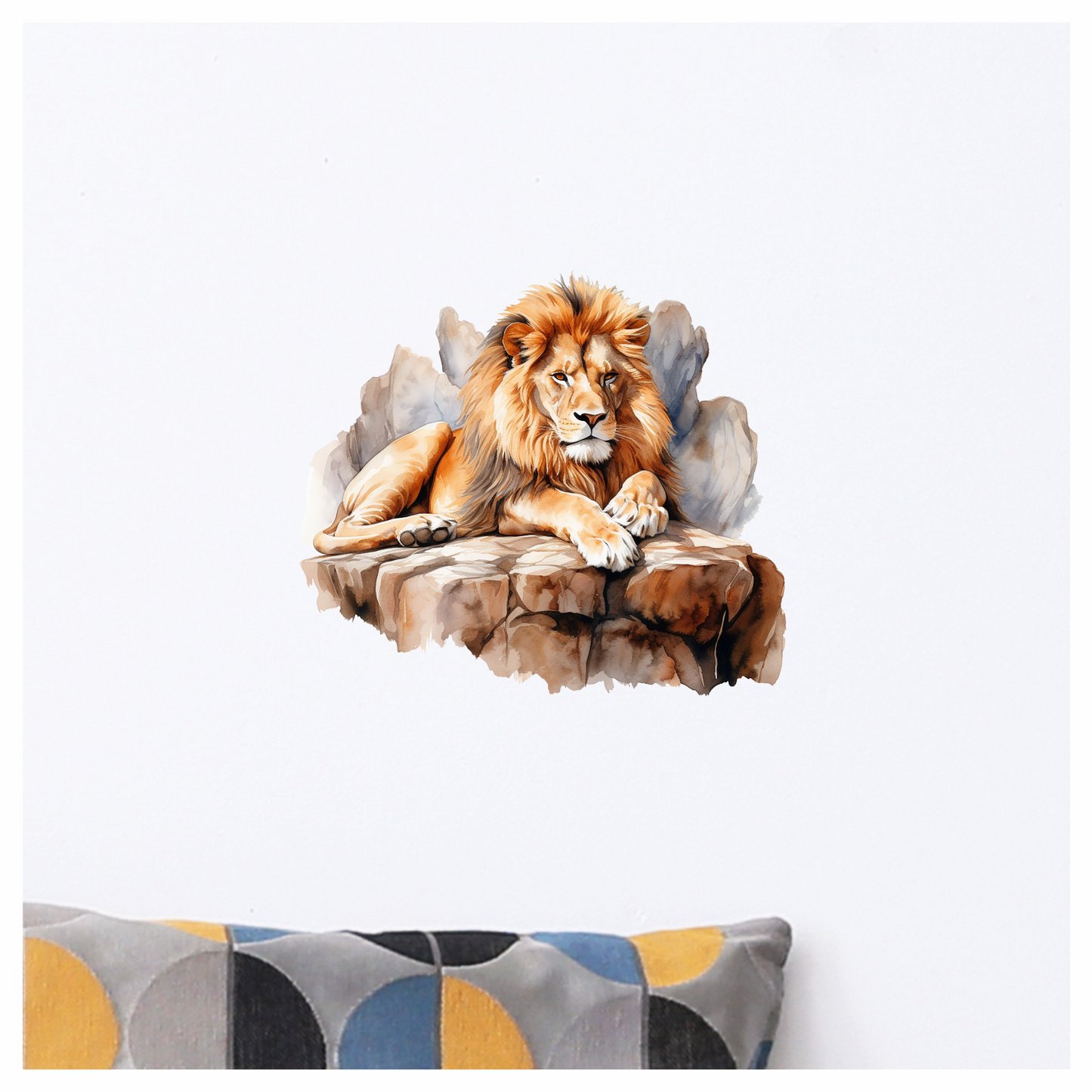 Golden Lion Resting On Rocky Ledge Vinyl Sticker Decal
