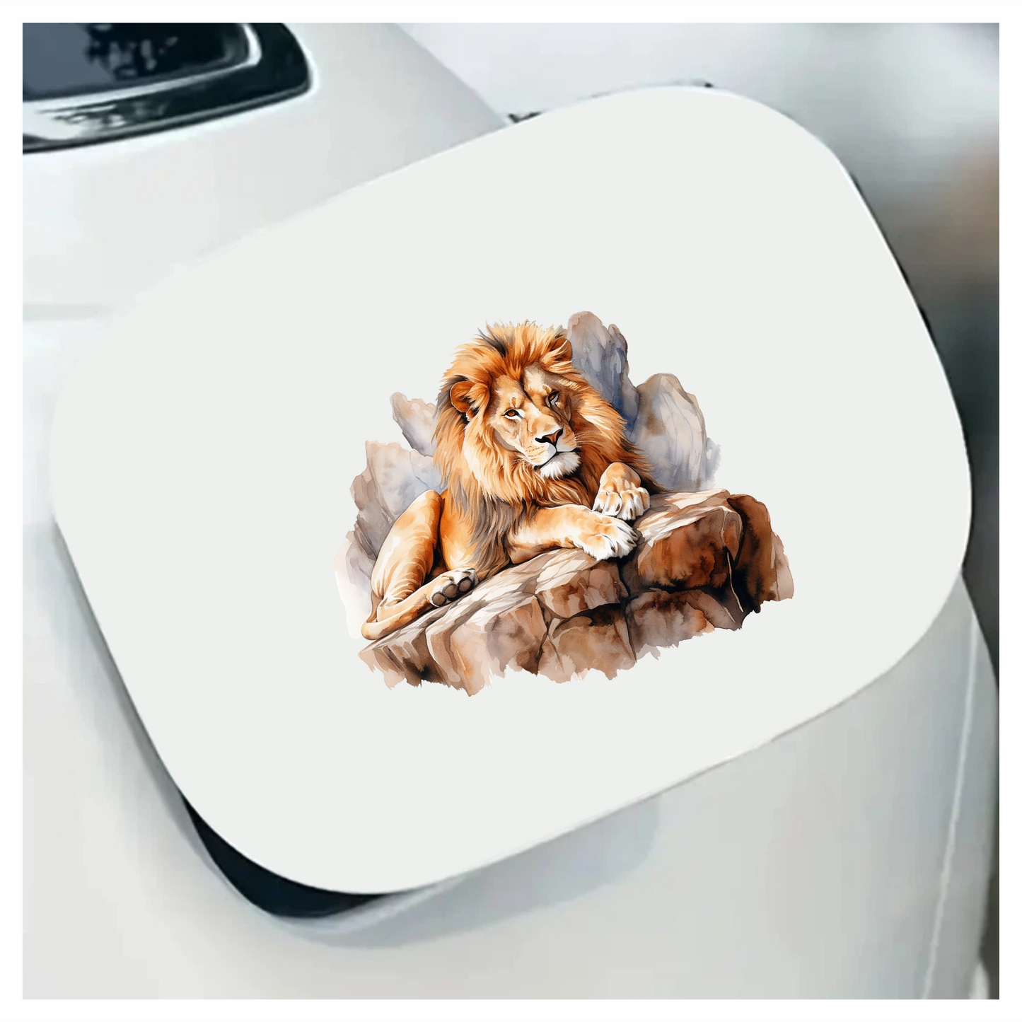 Golden Lion Resting On Rocky Ledge Vinyl Sticker Decal