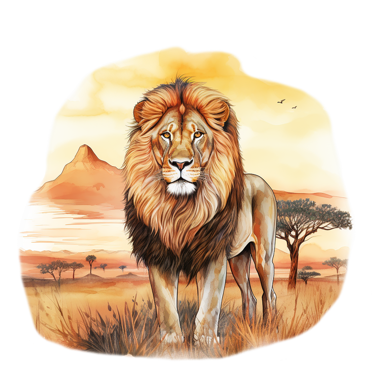 Golden Lion Standing In African Savannah Vinyl Sticker Decal