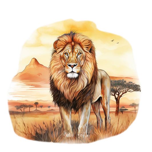 Golden Lion Standing In African Savannah Vinyl Sticker Decal