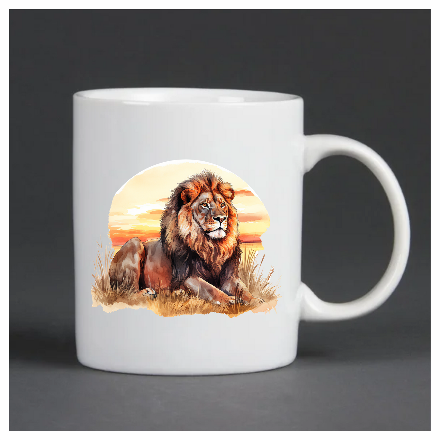 Brown Lion Resting On Grass Sunset Vinyl Sticker Decal