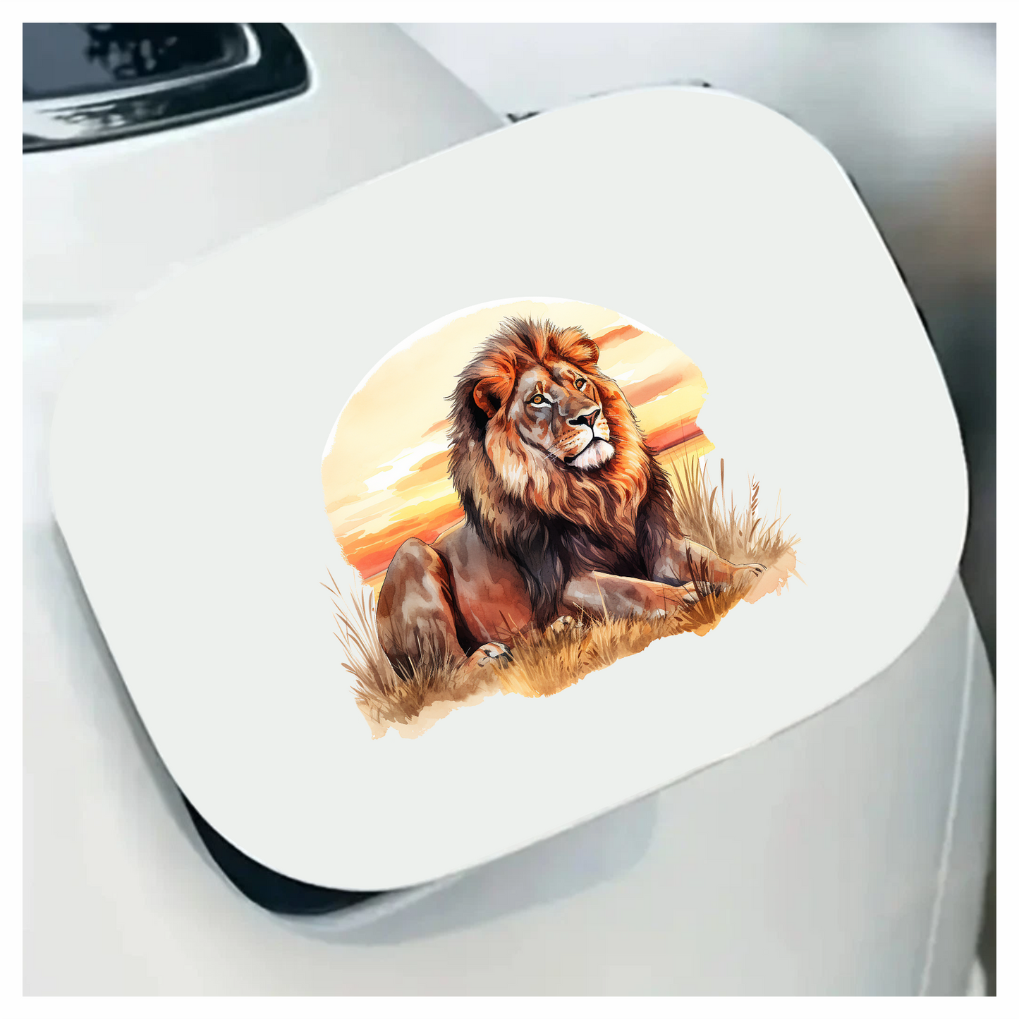 Brown Lion Resting On Grass Sunset Vinyl Sticker Decal