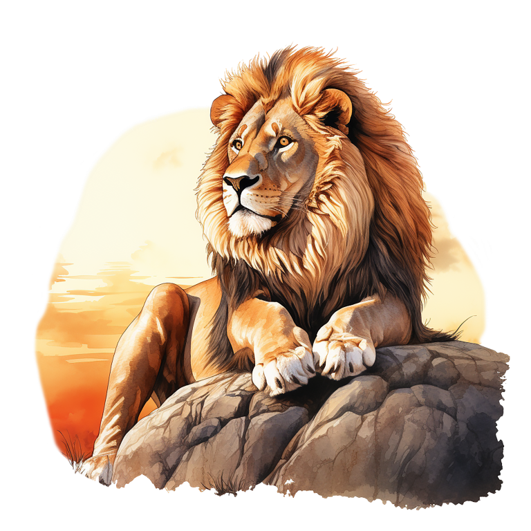 Golden Lion Resting Rock Sunset Vinyl Sticker Decal