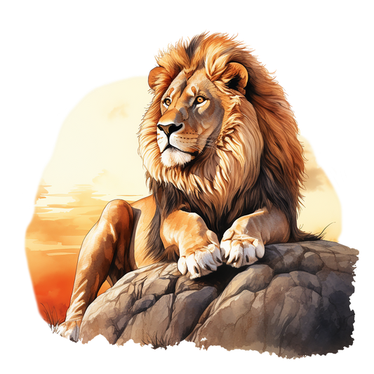 Golden Lion Resting Rock Sunset Vinyl Sticker Decal