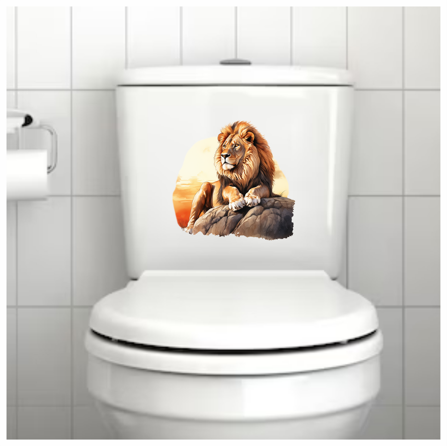 Golden Lion Resting Rock Sunset Vinyl Sticker Decal