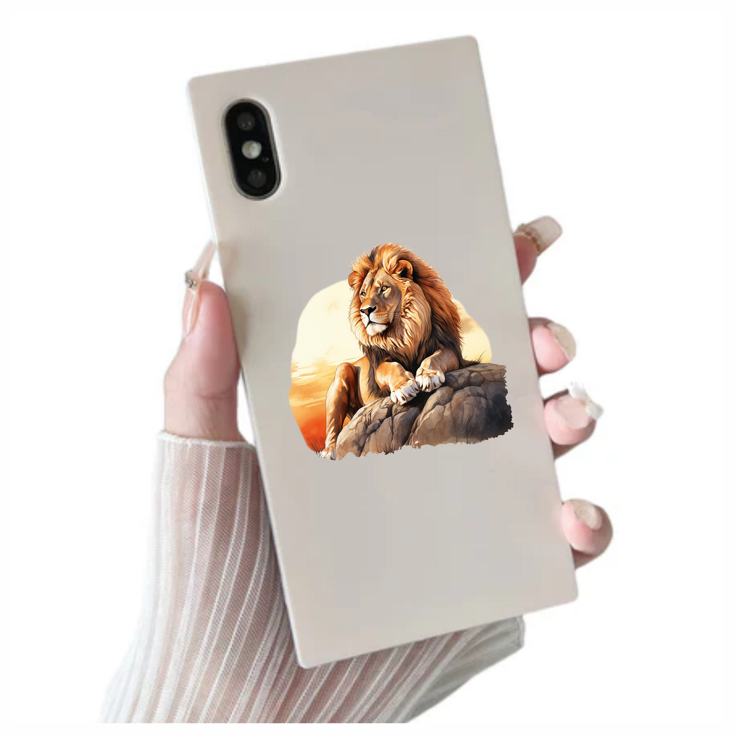 Golden Lion Resting Rock Sunset Vinyl Sticker Decal