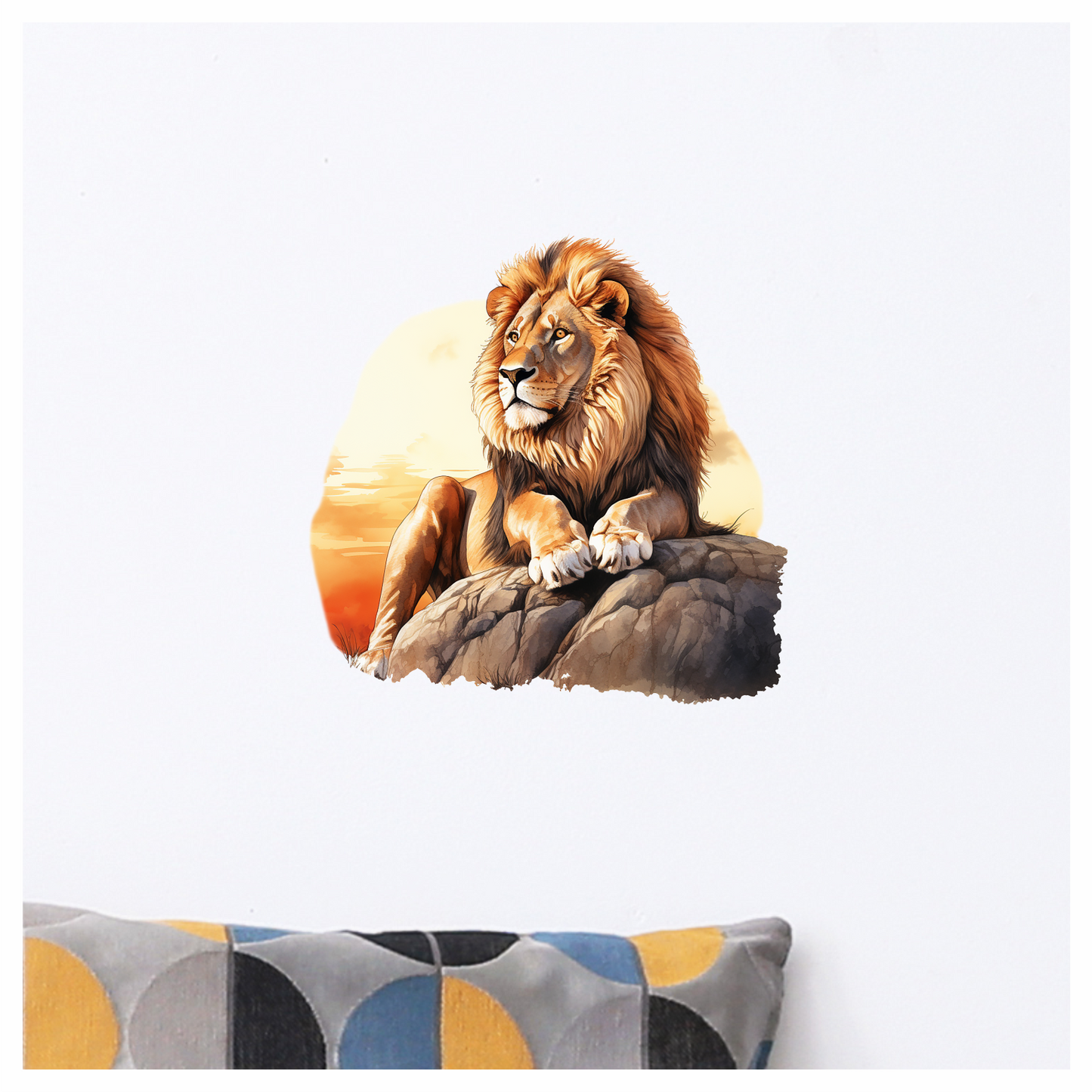 Golden Lion Resting Rock Sunset Vinyl Sticker Decal